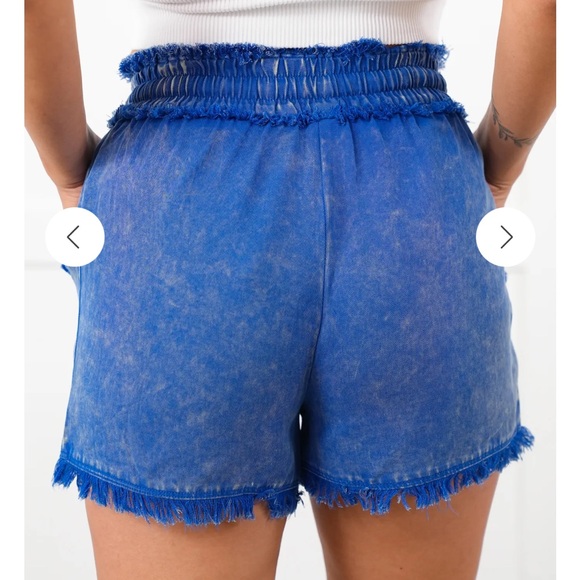 Zenana Mineral Washed Frayed Bottom Tencel Shorts! NWT! Size L - Picture 6 of 6